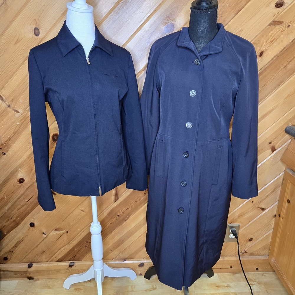 STAN HERMAN US Airways Twin Hill Navy Blue Overcoat/Blazer Set Sz 4 Thinsulate